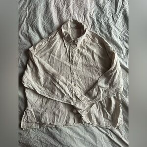 Wilfred Free Aritzia Cream Button-Up Blouse Lightweight Long Sleeve Shirt Size S